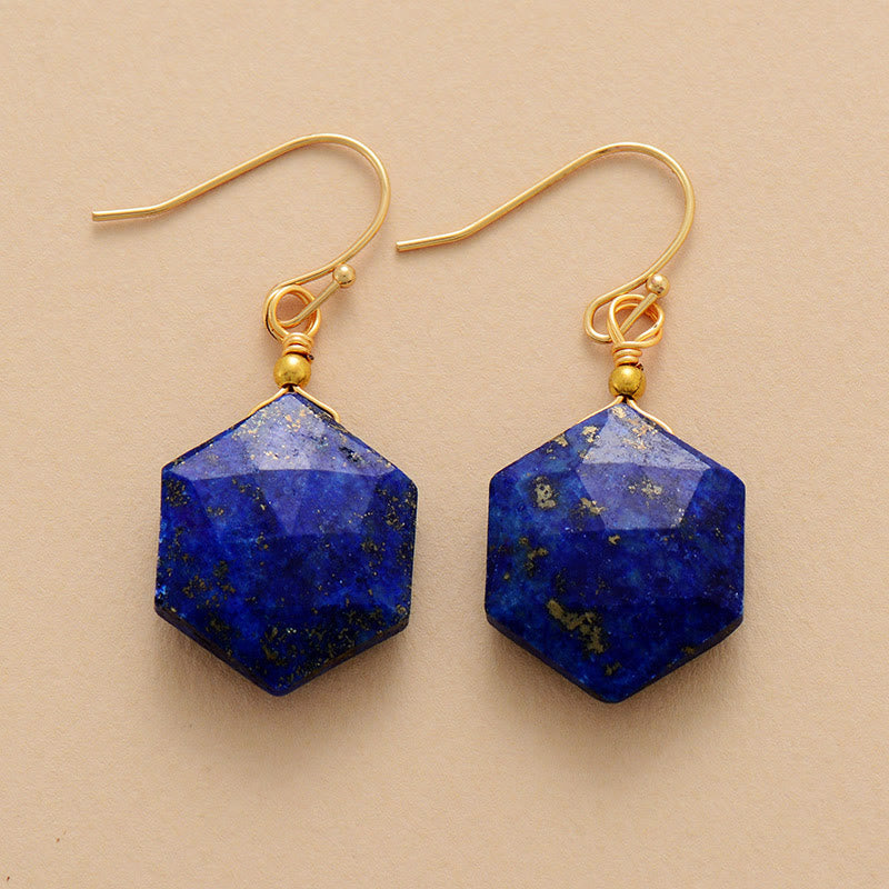 Pendientes de amatista y lapislázuli con corte facetado hexagonal de Olivenorma
