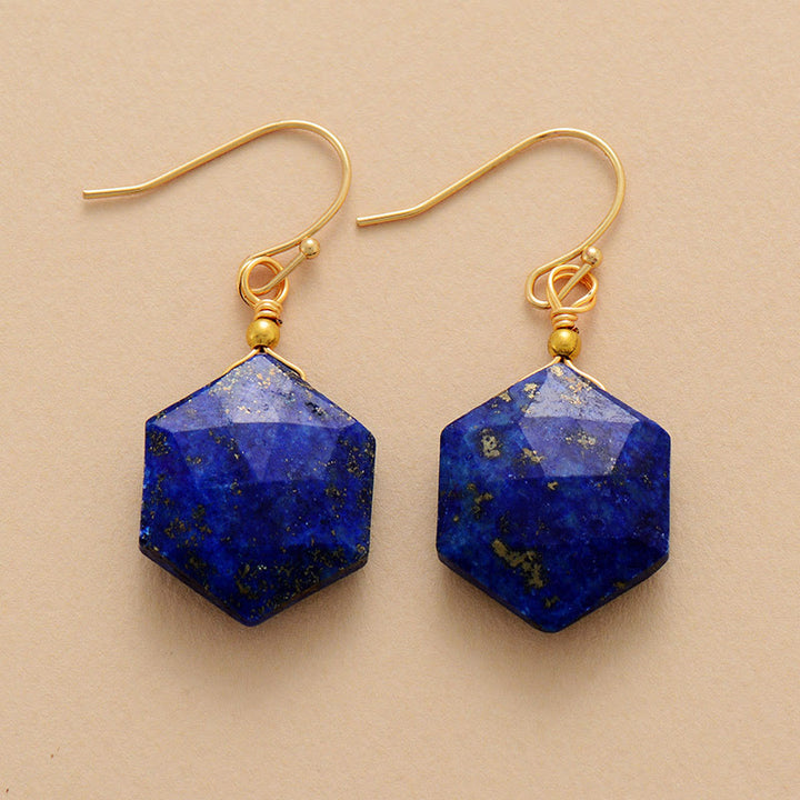 Pendientes de amatista y lapislázuli con corte facetado hexagonal de Olivenorma
