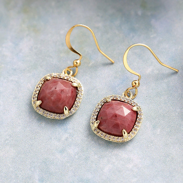 Pendientes de cristal natural de talla cuadrada de Olivenorma