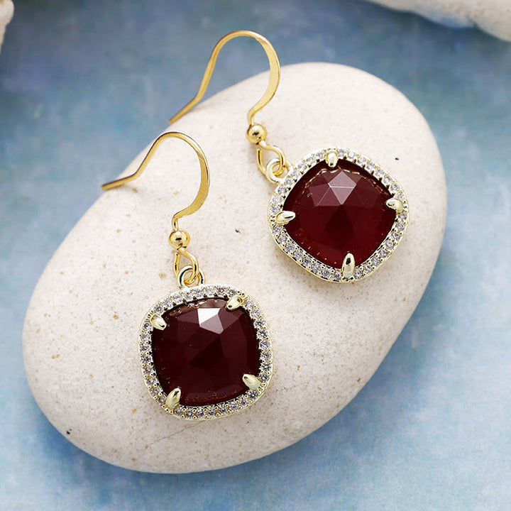 Pendientes de cristal natural de talla cuadrada de Olivenorma