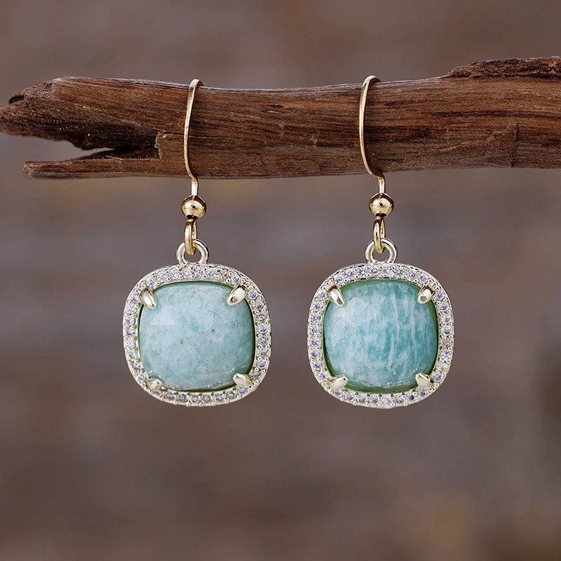 Pendientes de cristal natural de talla cuadrada de Olivenorma