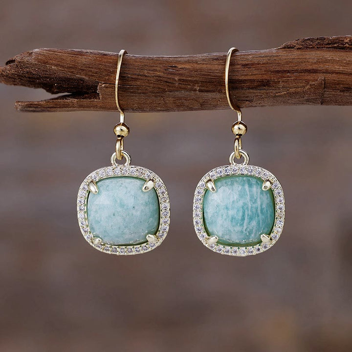 Pendientes de cristal natural de talla cuadrada de Olivenorma