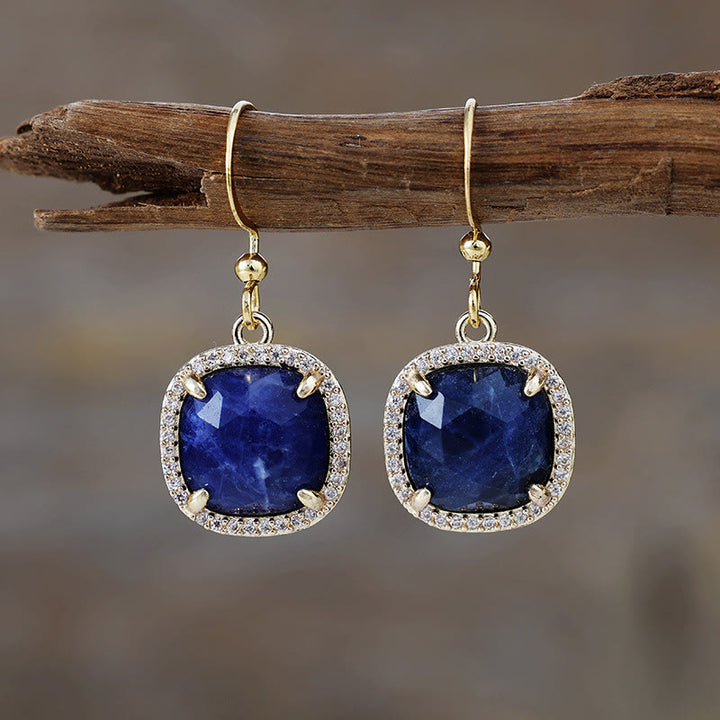 Pendientes de cristal natural de talla cuadrada de Olivenorma