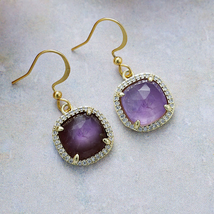 Pendientes de cristal natural de talla cuadrada de Olivenorma