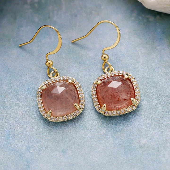 Pendientes de cristal natural de talla cuadrada de Olivenorma