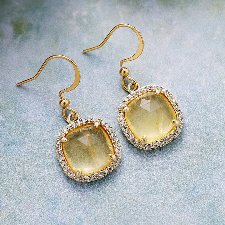 Pendientes de cristal natural de talla cuadrada de Olivenorma