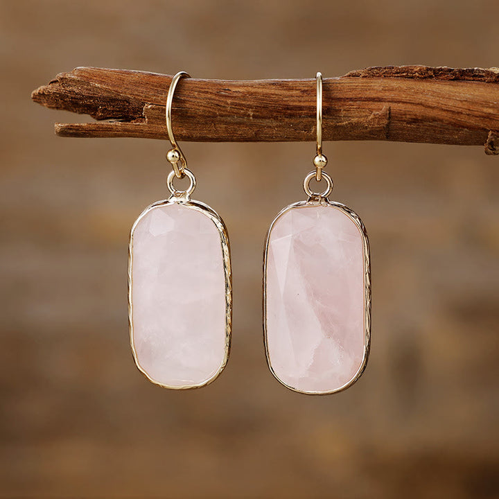 Pendientes de cristal natural de talla ovalada y baguette de Olivenorma