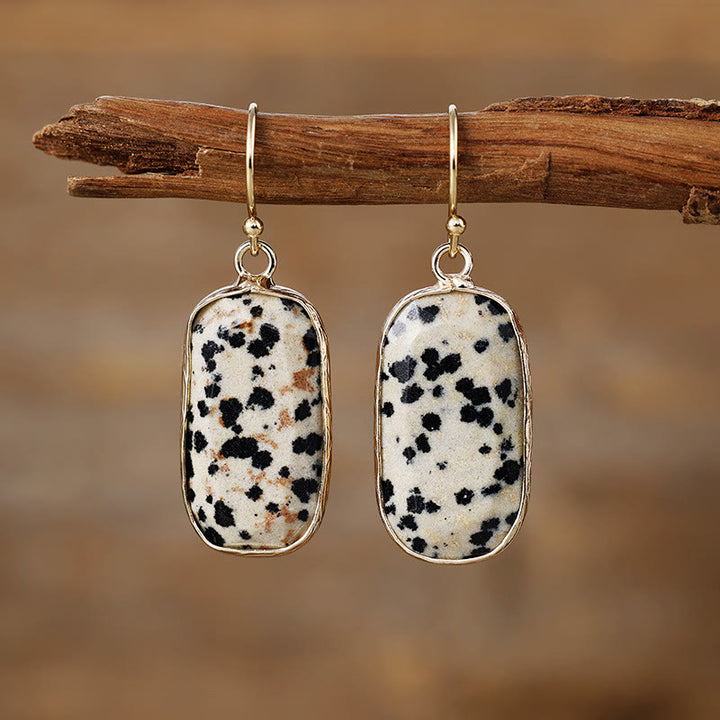 Pendientes de cristal natural de talla ovalada y baguette de Olivenorma