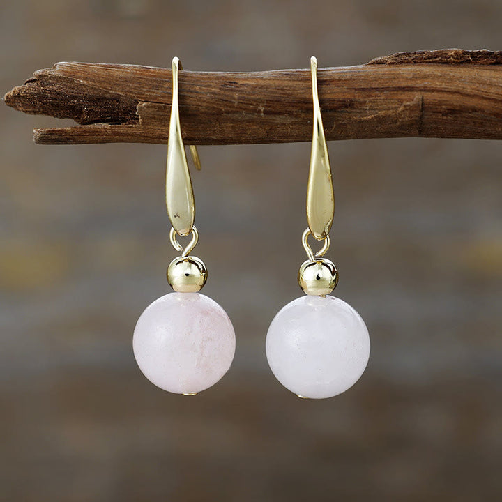 Pendientes colgantes de bola de cristal natural de Olivenorma