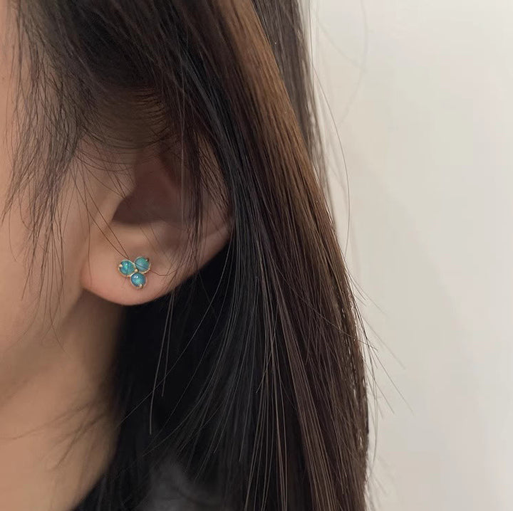 Pendientes de triple anillo de ópalo natural de Olivenorma