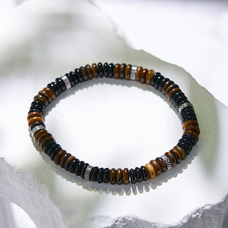 Pulsera de cuentas de ojo de tigre y ónix negro de Olivenorma