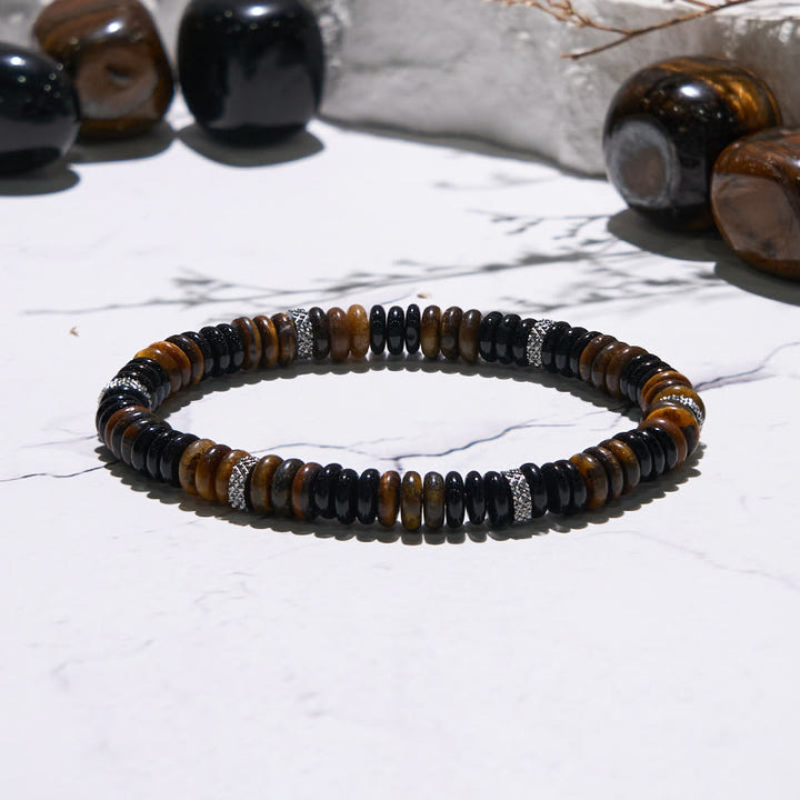 Pulsera de cuentas de ojo de tigre y ónix negro de Olivenorma