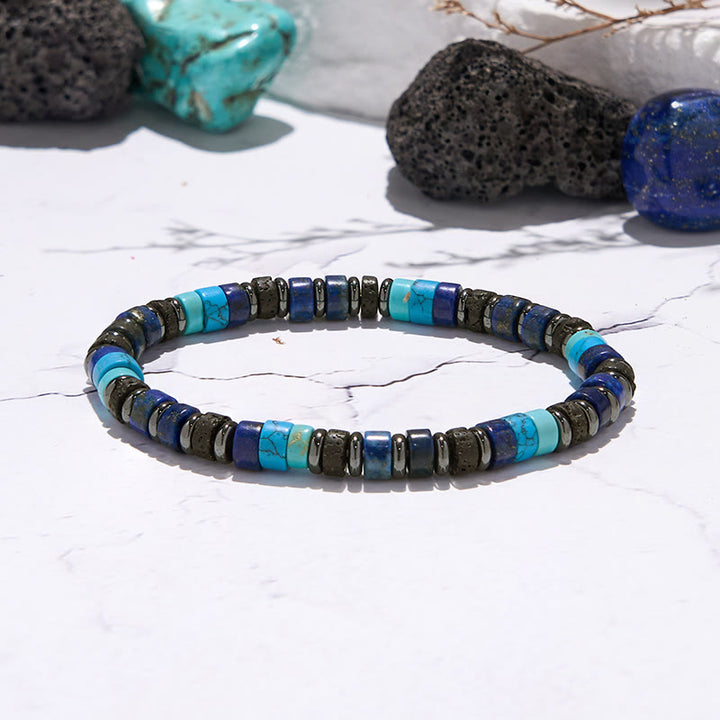 Pulsera de cuentas de hematita, lapislázuli y turquesa de Olivenorma