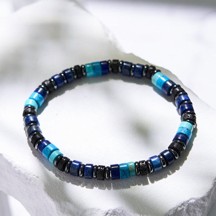 Pulsera de cuentas de hematita, lapislázuli y turquesa de Olivenorma