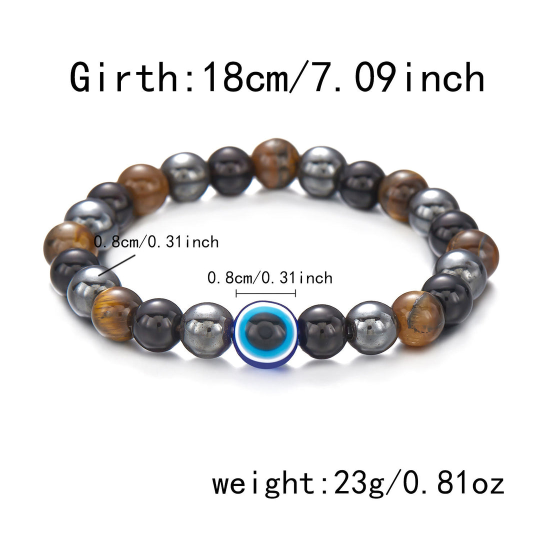 Pulsera de cuentas de ojo de tigre, obsidiana y hematita de Olivenorma