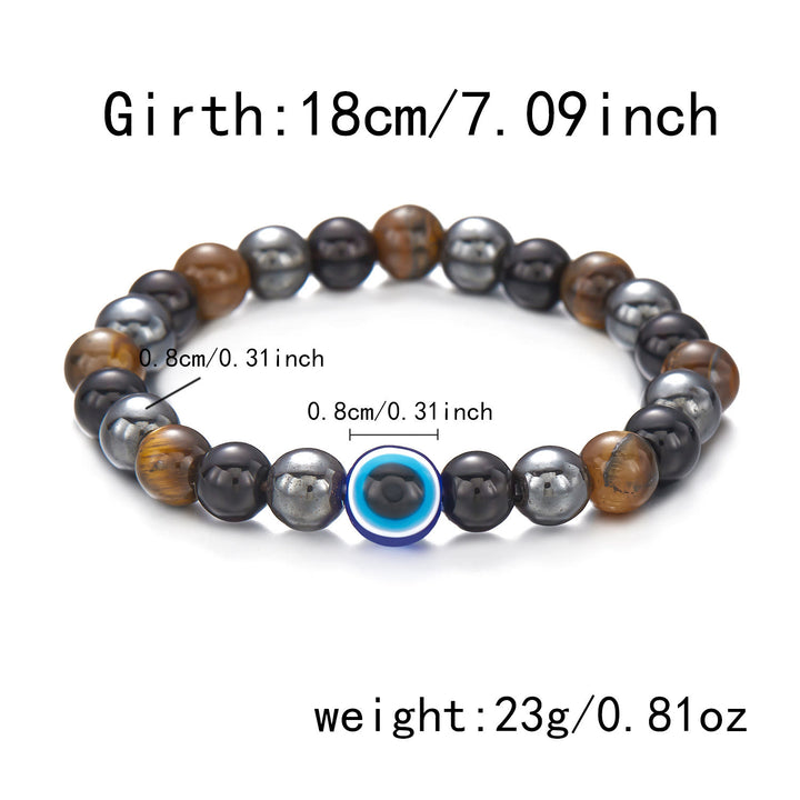 Pulsera de cuentas de ojo de tigre, obsidiana y hematita de Olivenorma