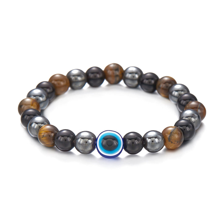 Pulsera de cuentas de ojo de tigre, obsidiana y hematita de Olivenorma