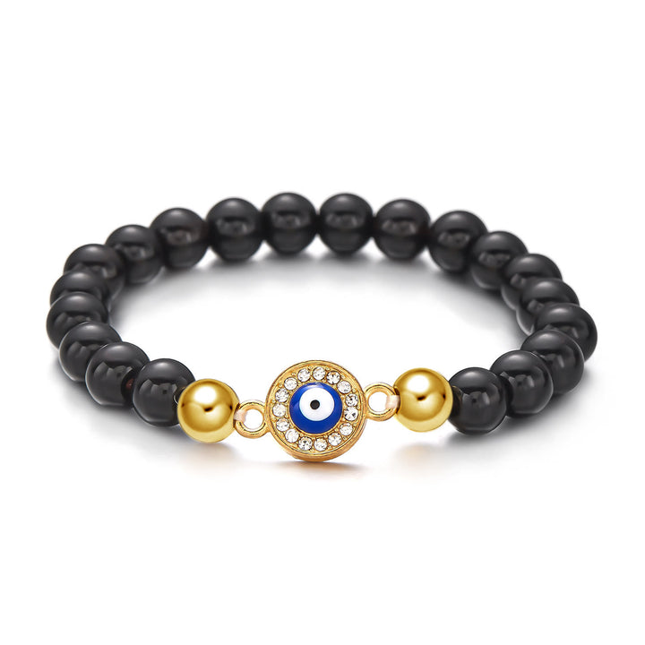 Pulsera de cuentas de ojo de tigre, obsidiana y hematita de Olivenorma
