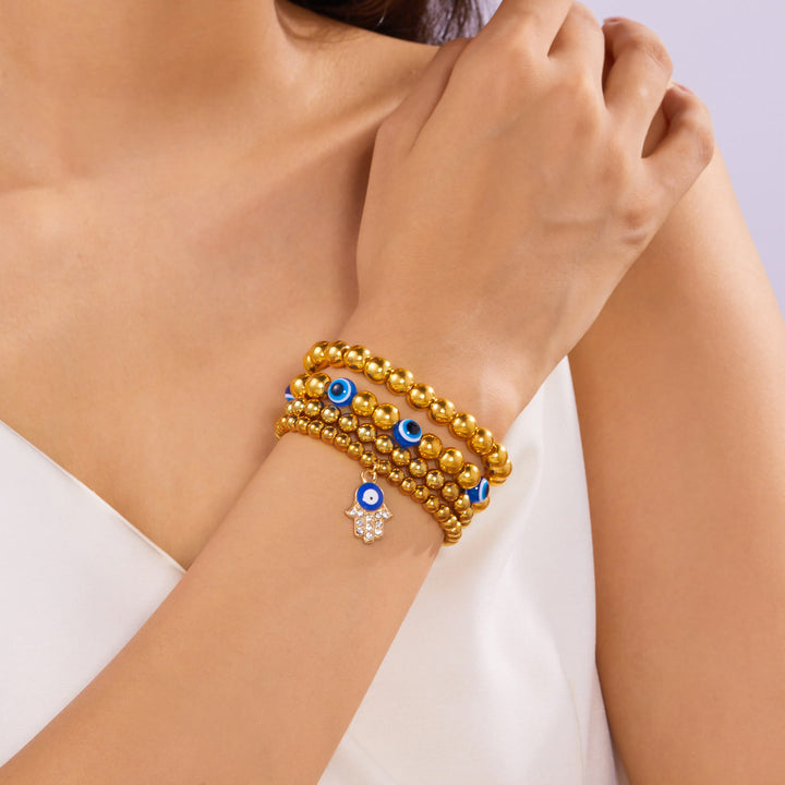 Pulsera de cuentas de ojo de tigre, obsidiana y hematita de Olivenorma