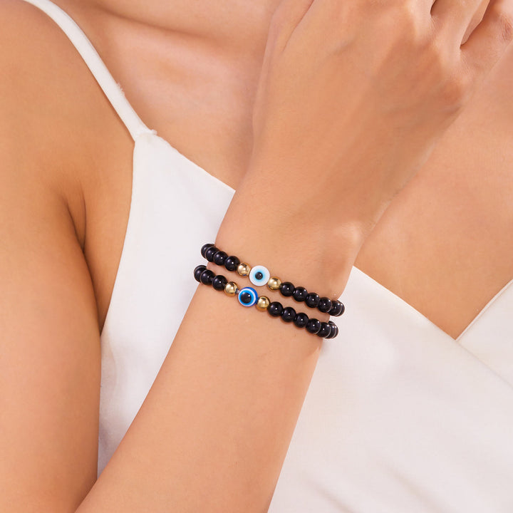 Pulsera de cuentas de ojo de tigre, obsidiana y hematita de Olivenorma