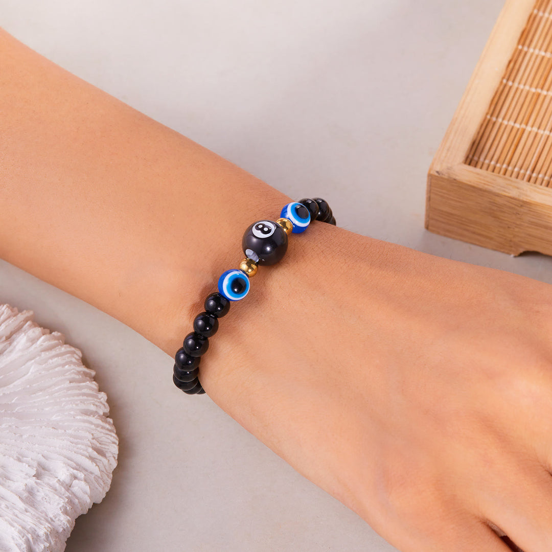 Pulsera de cuentas de ojo de tigre, obsidiana y hematita de Olivenorma