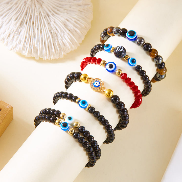 Pulsera de cuentas de ojo de tigre, obsidiana y hematita de Olivenorma