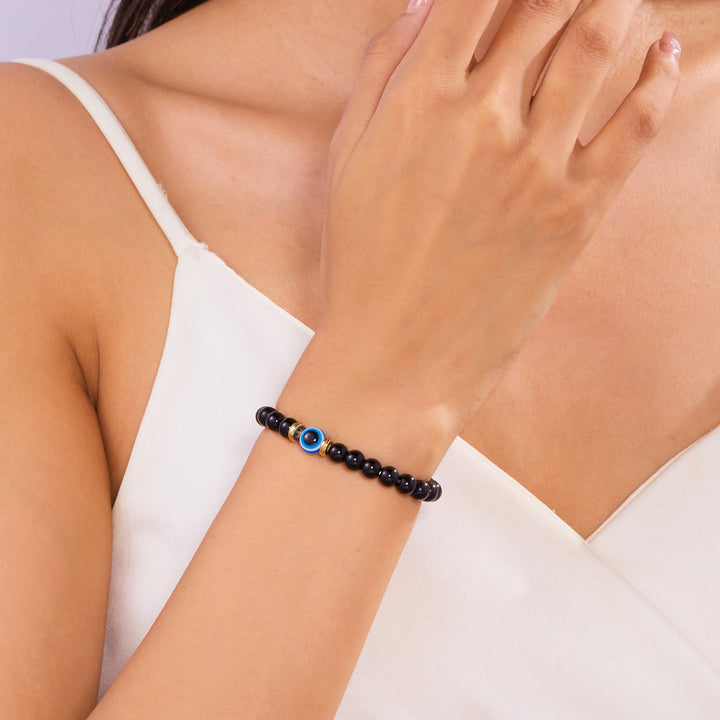 Pulsera de cuentas de ojo de tigre, obsidiana y hematita de Olivenorma