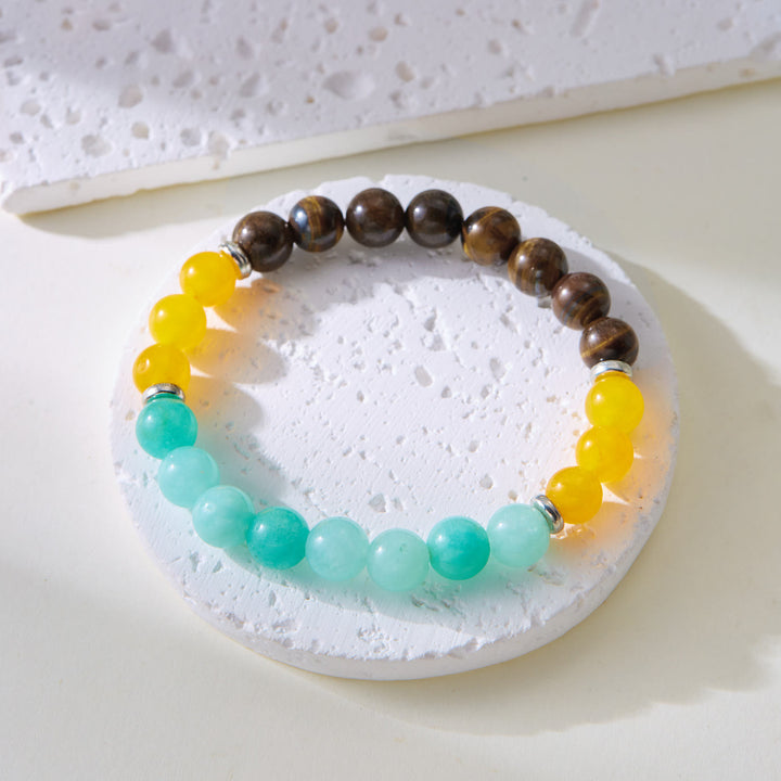 Pulsera de la buena suerte con cuentas de piedra natural de 8 mm de Olivenorma