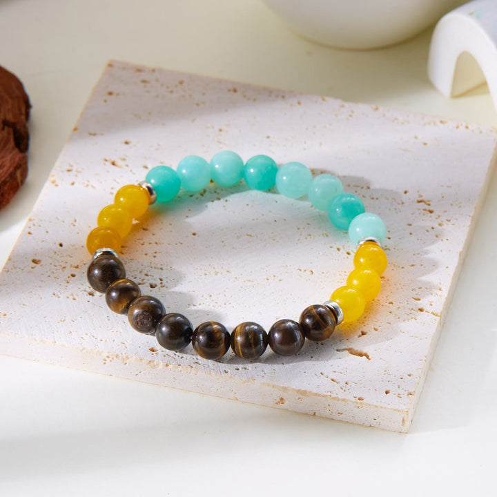 Pulsera de la buena suerte con cuentas de piedra natural de 8 mm de Olivenorma