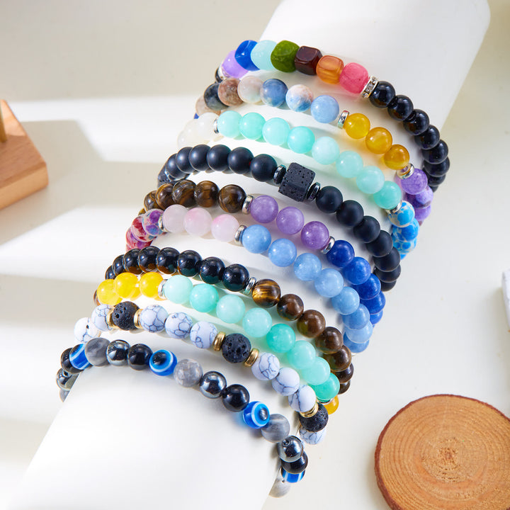 Pulsera de la buena suerte con cuentas de piedra natural de 8 mm de Olivenorma