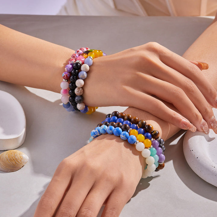 Pulsera de la buena suerte con cuentas de piedra natural de 8 mm de Olivenorma