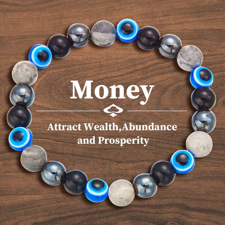 Pulsera de la buena suerte con cuentas de piedra natural de 8 mm de Olivenorma