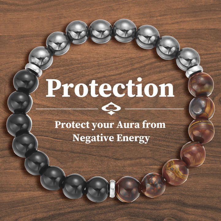 Pulsera de la buena suerte con cuentas de piedra natural de 8 mm de Olivenorma