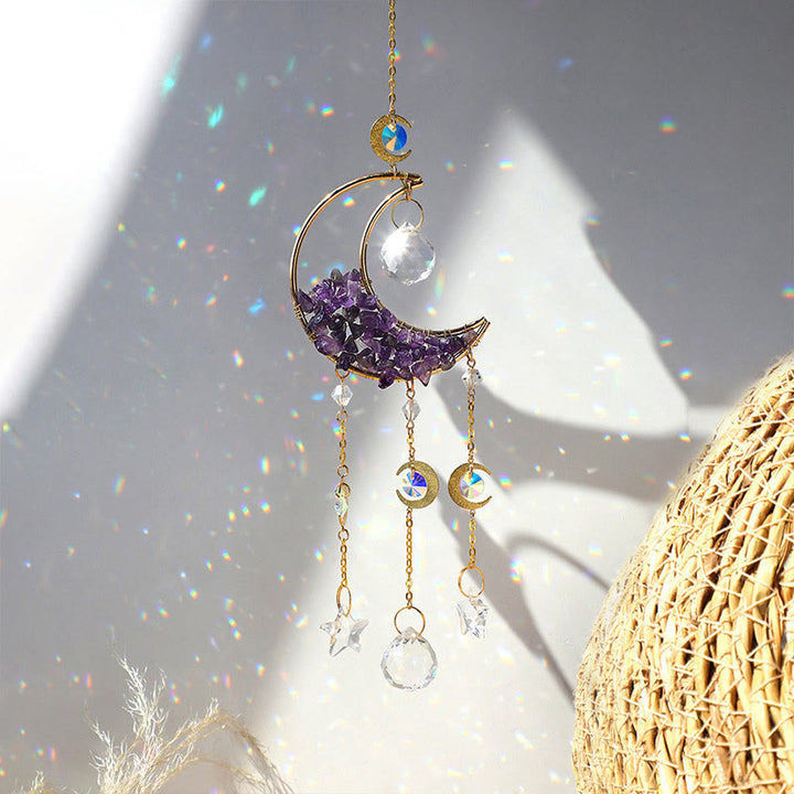 Colgante de piedra natural con forma de luna y carillón de viento de Olivenorma