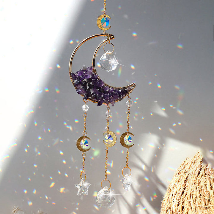 Colgante de piedra natural con forma de luna y carillón de viento de Olivenorma