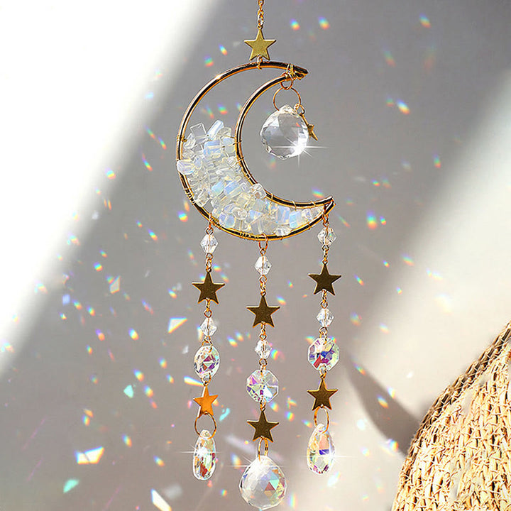 Colgante de piedra natural con forma de luna y carillón de viento de Olivenorma