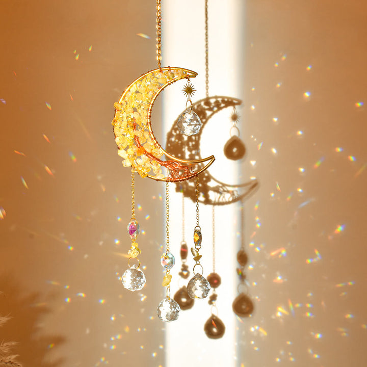 Colgante de piedra natural con forma de luna y estrella de Olivenorma