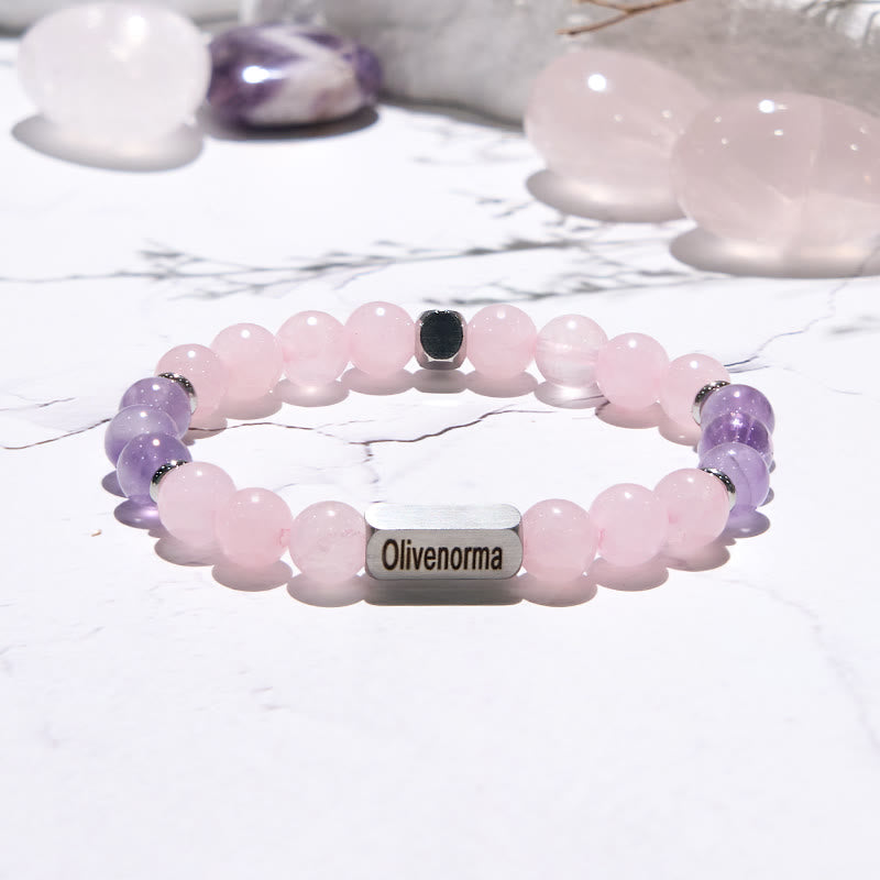 Pulsera grabada con cuentas de piedra natural de Olivenorma