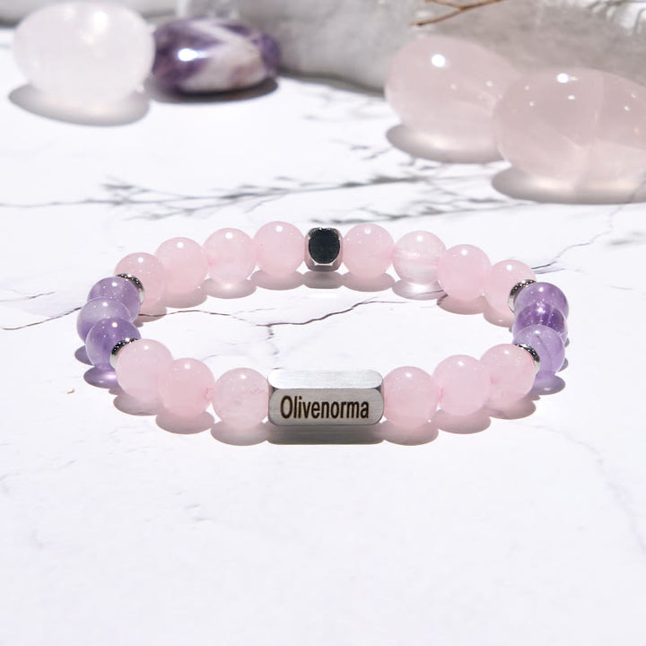 Pulsera grabada con cuentas de piedra natural de Olivenorma