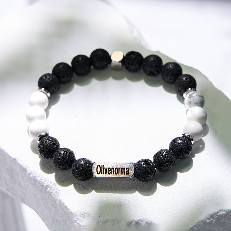 Pulsera grabada con cuentas de piedra natural de Olivenorma