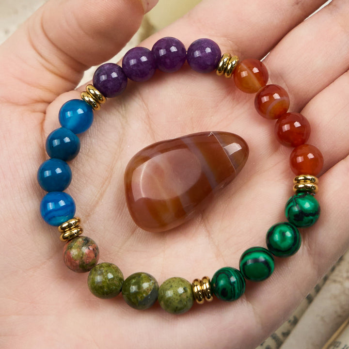 Pulsera de 5 tipos de cuentas de cristal natural de Olivenorma 