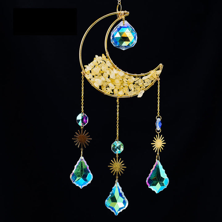 Colgante atrapasol con forma de media luna y grava de cristal de Olivenorma