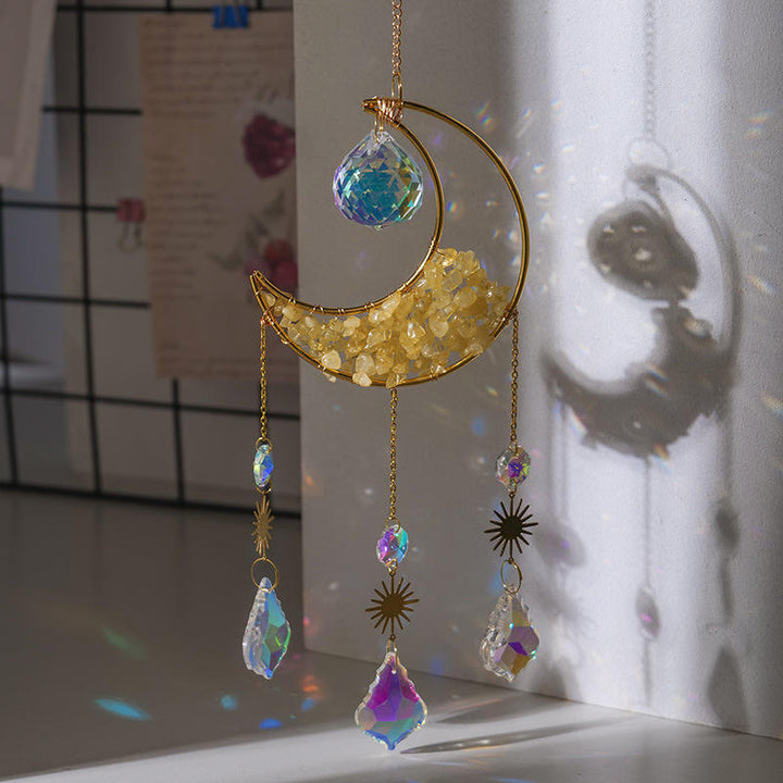 Colgante atrapasol con forma de media luna y grava de cristal de Olivenorma