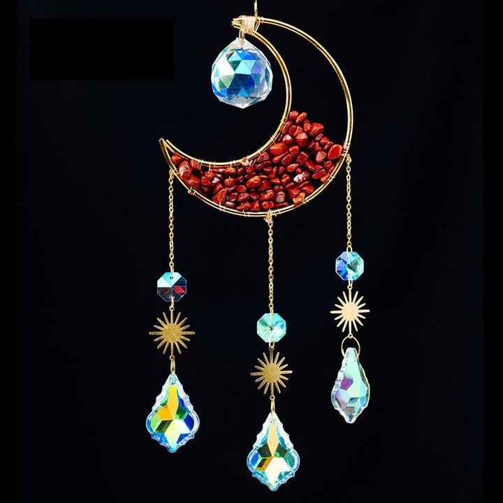 Colgante atrapasol con forma de media luna y grava de cristal de Olivenorma