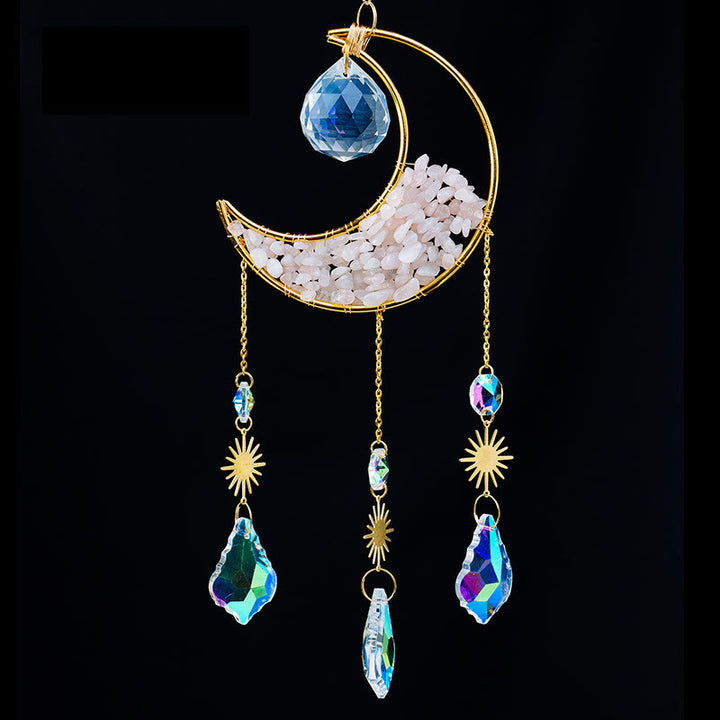 Colgante atrapasol con forma de media luna y grava de cristal de Olivenorma