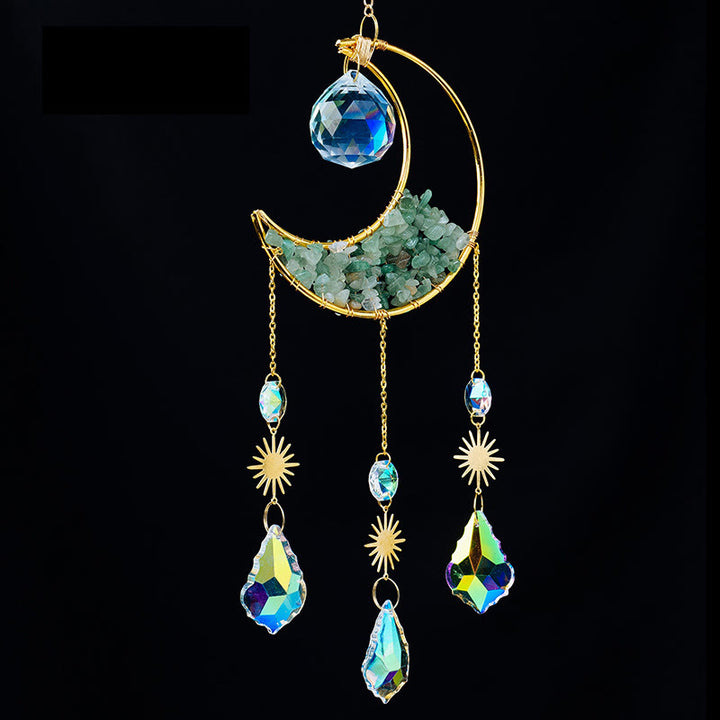 Colgante atrapasol con forma de media luna y grava de cristal de Olivenorma