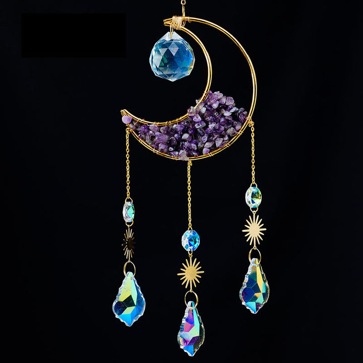 Colgante atrapasol con forma de media luna y grava de cristal de Olivenorma