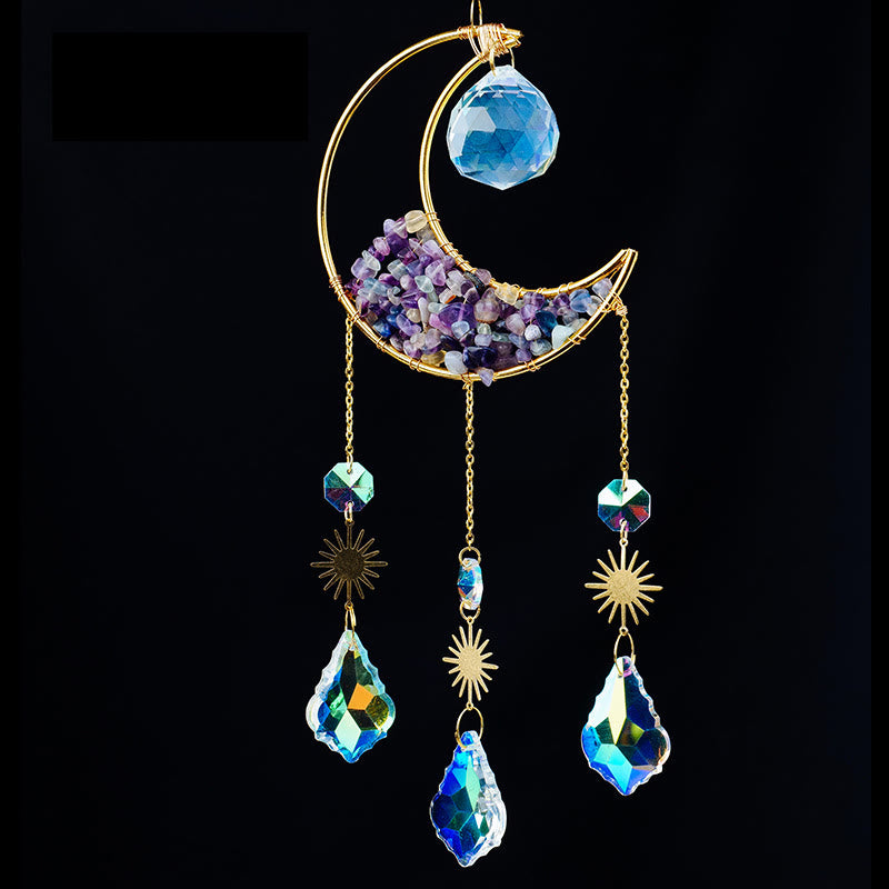 Colgante atrapasol con forma de media luna y grava de cristal de Olivenorma