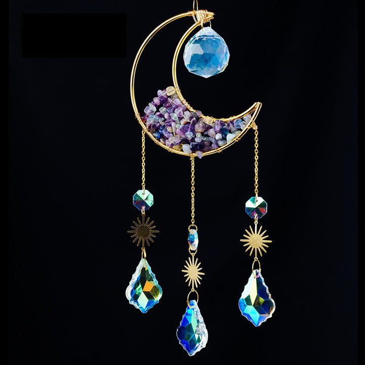 Colgante atrapasol con forma de media luna y grava de cristal de Olivenorma
