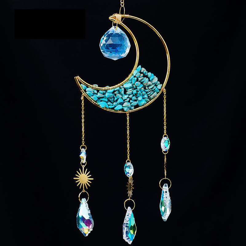 Colgante atrapasol con forma de media luna y grava de cristal de Olivenorma